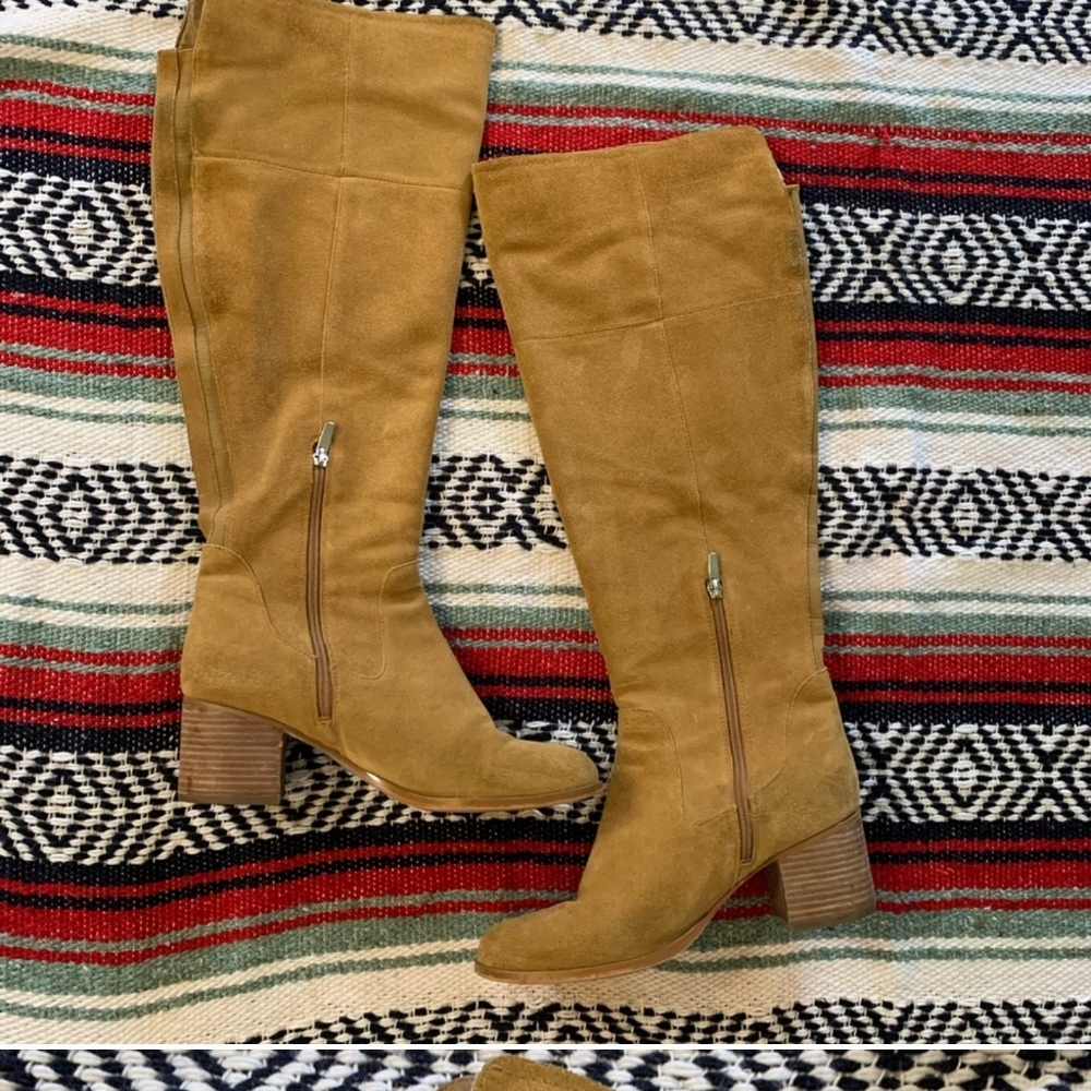 Marc Fisher tan suede over the knee boots